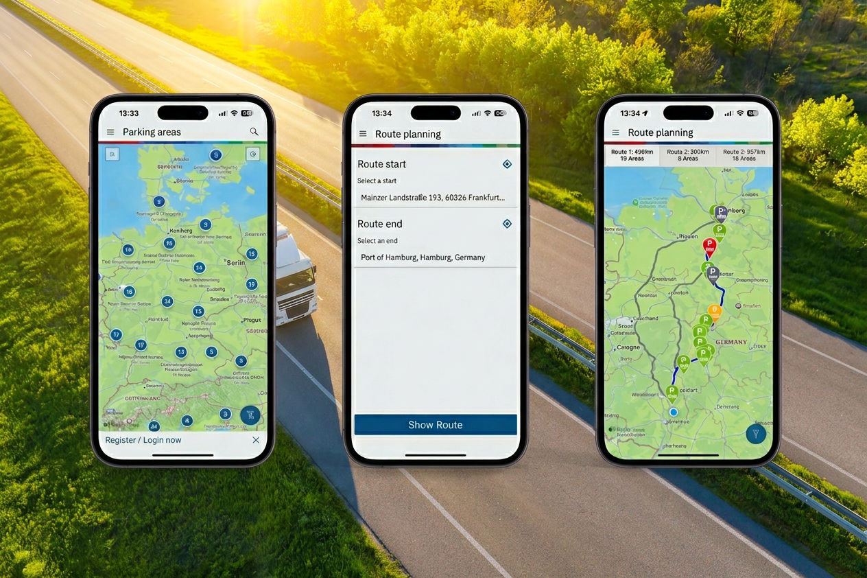 Bosch Secure Truck Parking App Screenshots